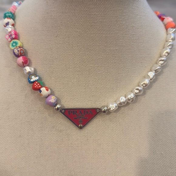 Prada Pink and White Beaded Necklace - Picture 1 of 5